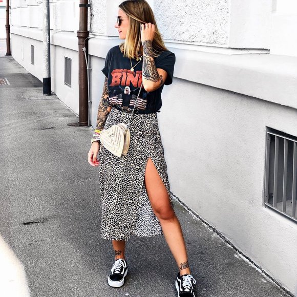 Leopard slit hip wrap skirt S M L XL - Picture 5 of 5